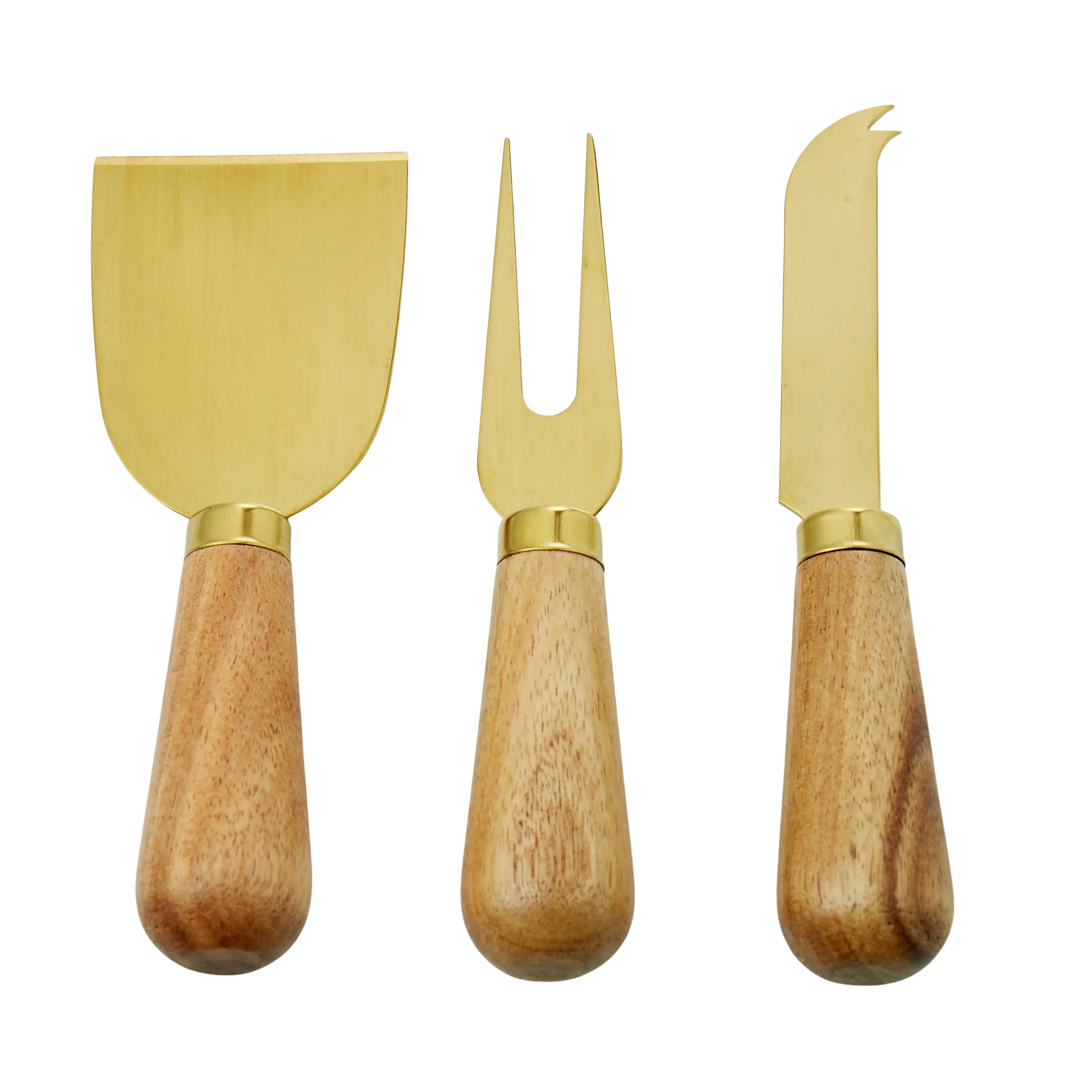 ACACIA & BRASS CHEESE KNIVES SET OF 3 - Image 2
