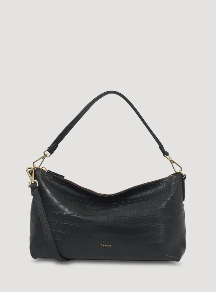 Claudia Shoulder Bag - Black Croc