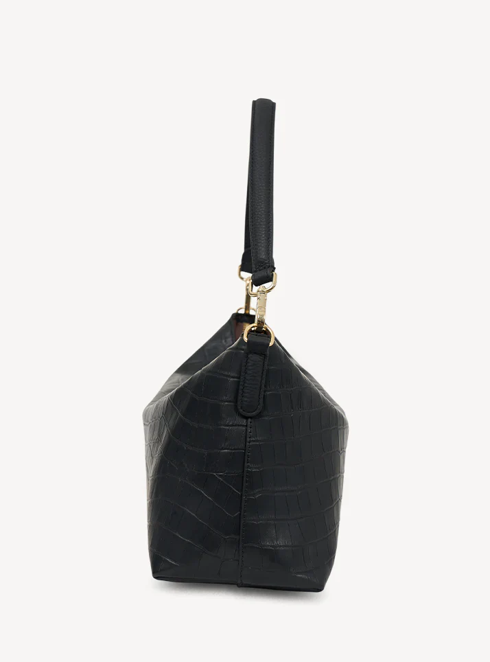 Claudia Shoulder Bag - Black Croc - Image 7