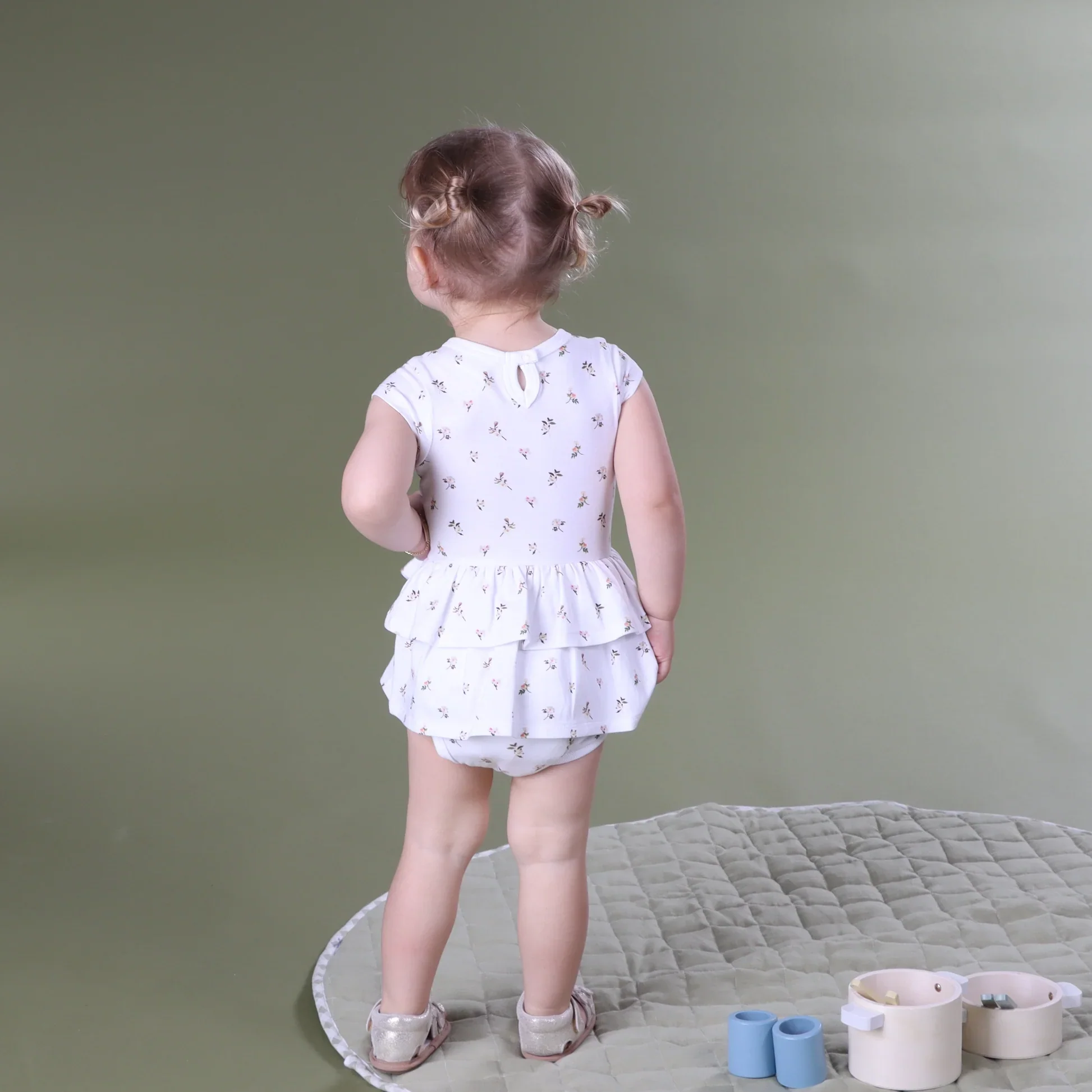 Cotton Skirt Bodysuit - Floral - Image 4