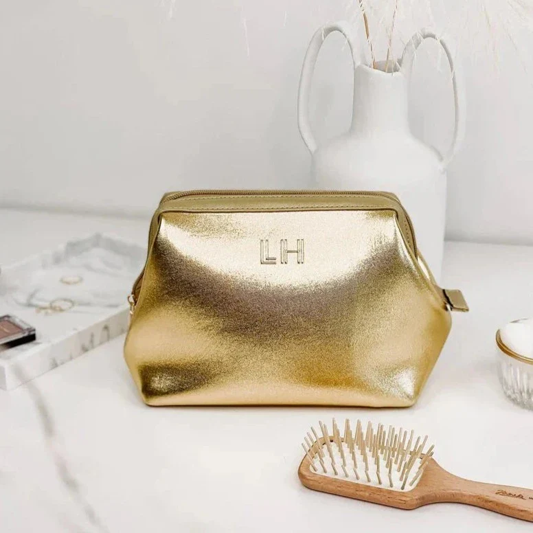 Eliza Neoprene Makeup Bag - Gold - Image 4