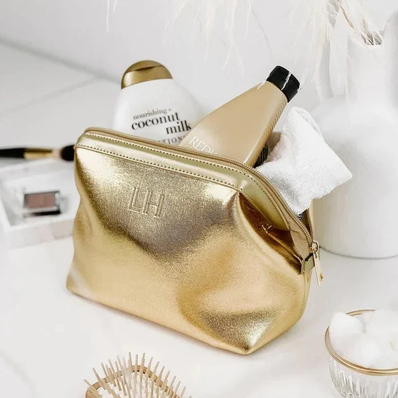 Eliza Neoprene Makeup Bag - Gold - Image 5
