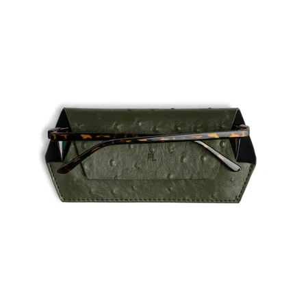 Fox & Leo Glasses Case - Olive Ostrich - Image 2