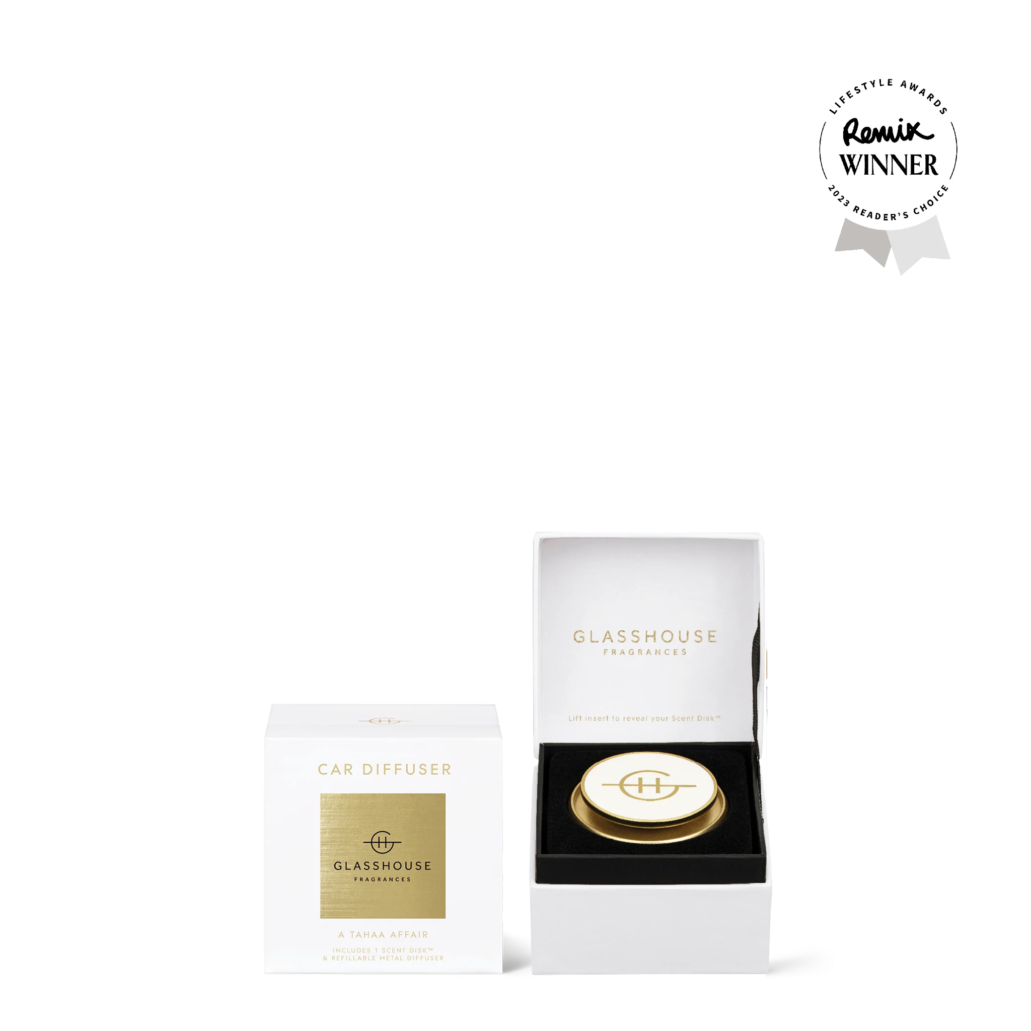 GF Gold Car Diffuser with 1 Replacement Scent Disk - Tahaa