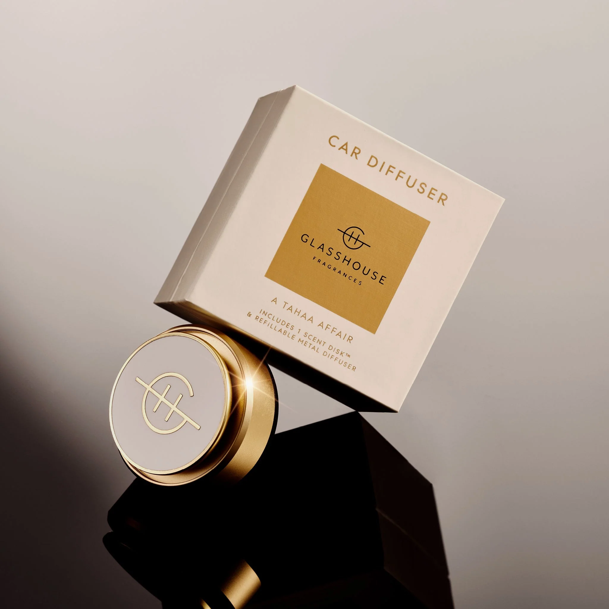 GF Gold Car Diffuser with 1 Replacement Scent Disk - Tahaa - Image 3