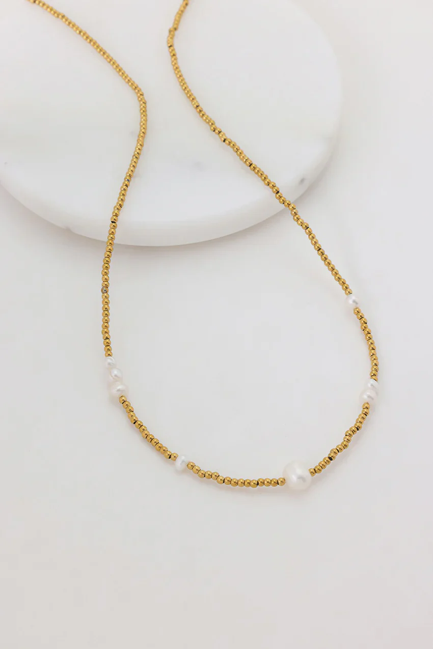 Jasmin Pearl Necklace - Gold