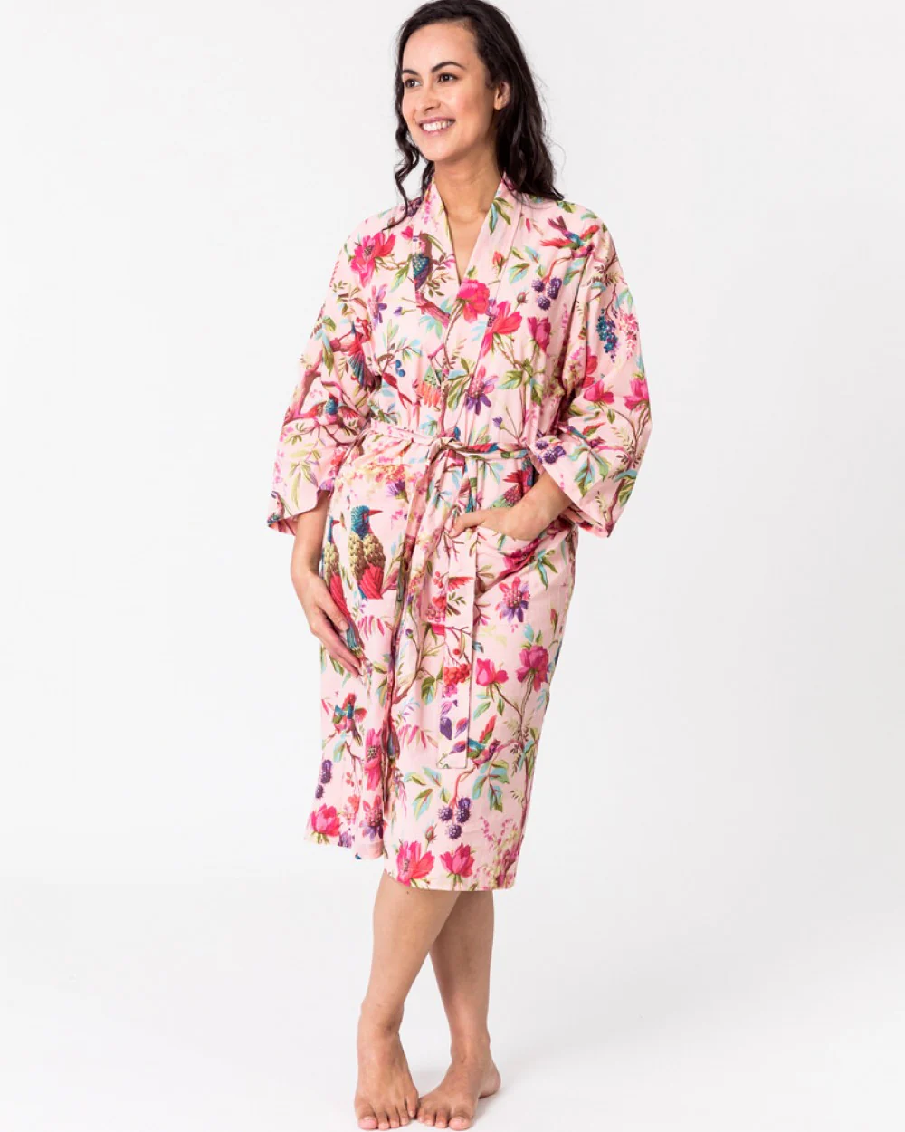 Paradise Cotton Kimono Robe - Rose - Image 2