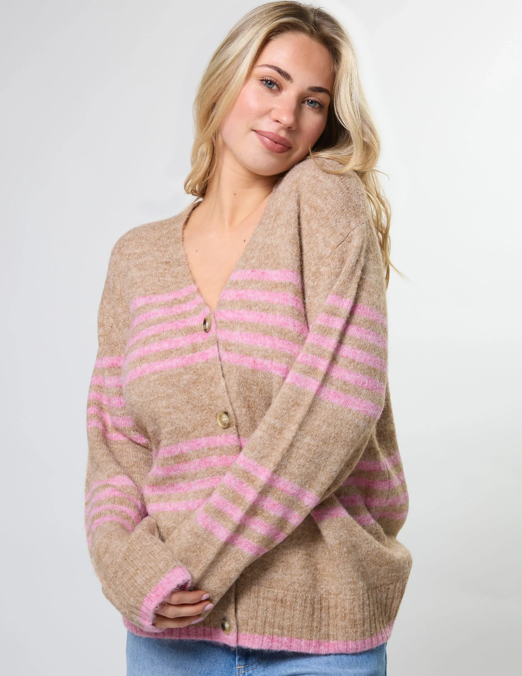 Stripe Cardigan - Desert Rose - Image 2