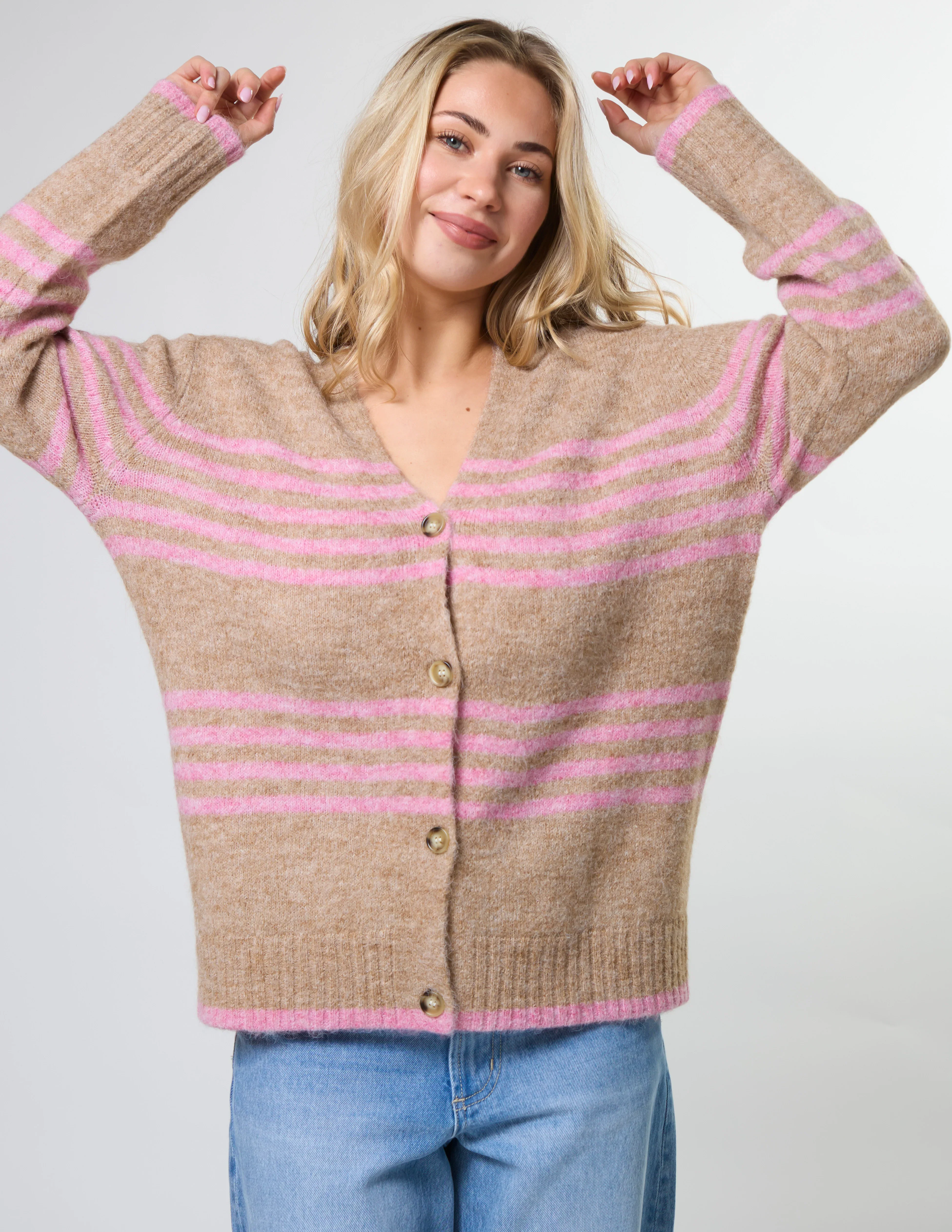 Stripe Cardigan - Desert Rose - Image 5