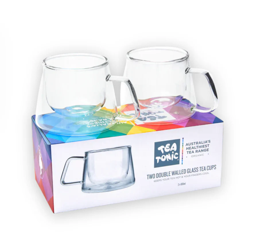 Two Double Walled Glass Tea Cups